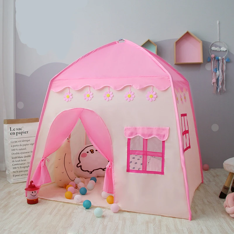 Kids Girl Pink Play Tent Indoor Outdoor Pop-Up Castle Playhouse avec sac de 