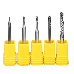 10 pces 3.175/4/6/8mm aaa esquerda espiral fresa para baixo corte um flauta roteador bit cnc fresa de carboneto fresa