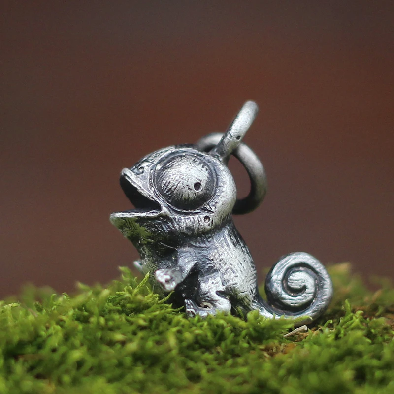 

Original manual small animal delicate gift chameleon lizard men and women lovers 925 silver necklace pendant