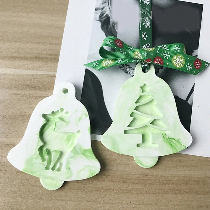 Silicone Mold Crystal Epoxy Resin Christmas Tree Elk Pendant Casting DIY Crafts Hanging Tags Jewelry Making
