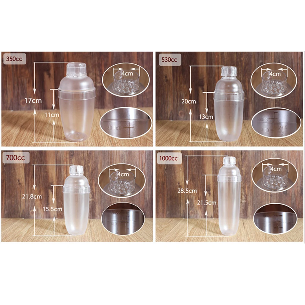 Cocktail Shaker Drink Mixer Bar Tool Iced Coffee Maker Clear 6pcs/Set