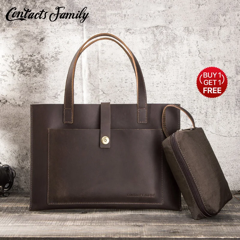 

Luxury genuine cowhide leather vintage laptop Sleeve Pouch for Macbook pro 13 inch retro hasp laptop bags for man casual tote