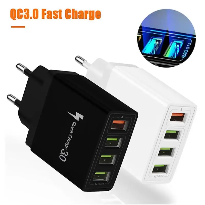Qc3.04 быстрое зарядное устройство для мобильного телефона 4USB умная Европейская зарядная головка для путешествий быстрая зарядная головка