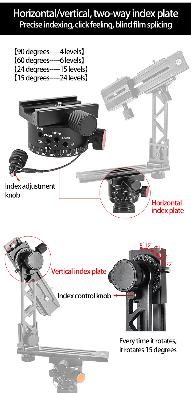 New 360 degree rotating panorama head tripod head starry sky shooting adapter with node index plate for dslr camera