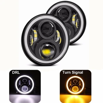 

For Lada 4x4 urban Led Headlight 60w 7 Inch LED Headlights High Low Beam Angel Eye DRL Amber Turn Signal for Jeep Wrangler JK