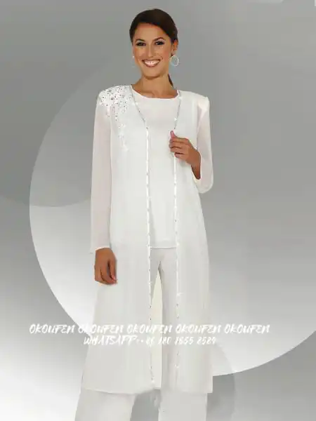 white dressy pants suits for evening wear