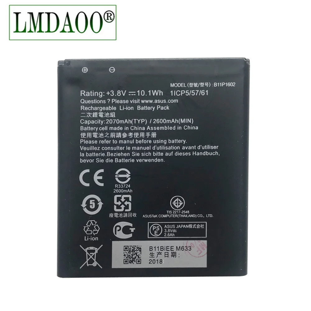 

2600mAh B11P1602 Phone Replacement Battery For ASUS Zenfone Go 5" ZB500KL X00AD X00ADC X00ADA Li-polymer Battery