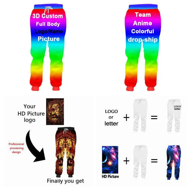 custom sweatpants Роскошные куртки на молнии с 3D принтом красного, синего, белого цвета с флагом+ штаны, комплект, унисекс, куртка для школьной формы, спортивные костюмы для бегунов, комплекты на заказ, S-7XL - Цвет: custom sweatpants