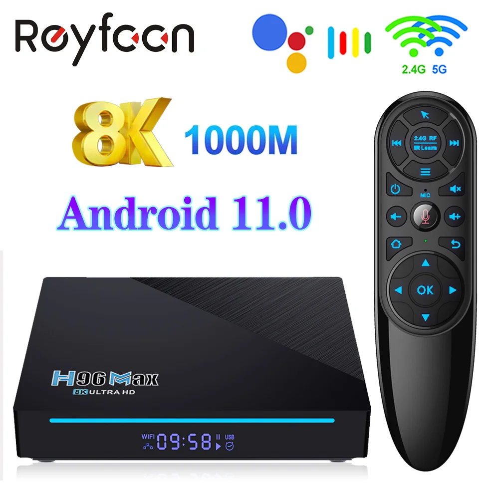 ТВ-приставка H96 MAX 3566 медиаплеер на Android 11 8 ГБ 64 Rockchip RK3356 поддержка 2 4G 5G Wi-Fi 8K 24fps 4K