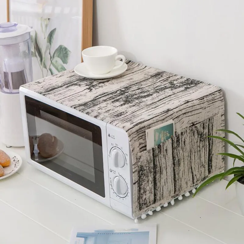 

Wood Grain Microwave Oven Covers Kitchen Practical Microwave Dust Cover High Quality Oven Covers