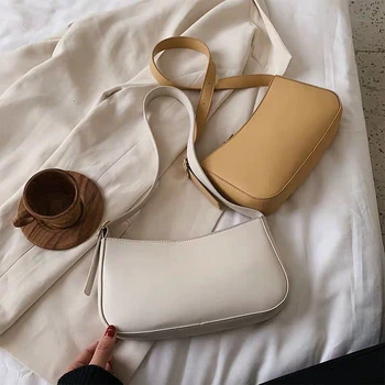 

Baguette 2020 new fashion women's underarm bag summer milk tea color one-shoulder bag fashionable simple versatile bag for women