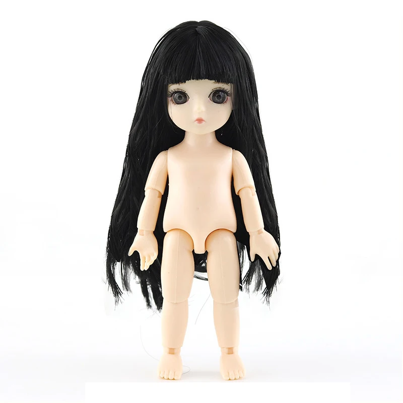 Новые длинные волосы 16 см 13 подвижные Соединенные 3D глаза Мини-куклы для девочек DIY макияж голый обнаженный тело Милые Игрушки для маленьких девочек кукла для подарков - Цвет: As Picture