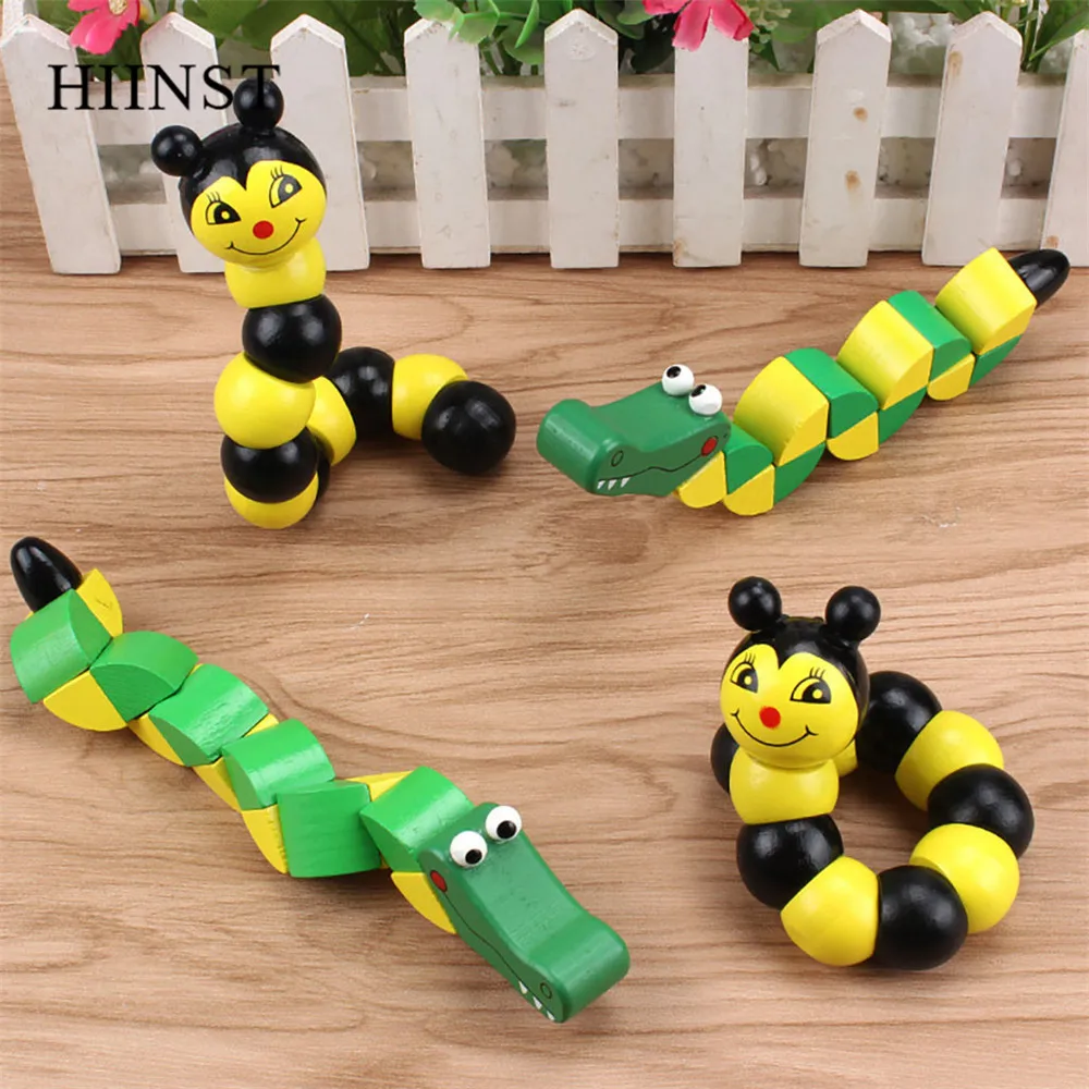 HIINST Toys Mini Puzzle Wooden Blocks Snake Magic Variety Crocodile Twist Kids Game Baby Development Transformable Learning Toys