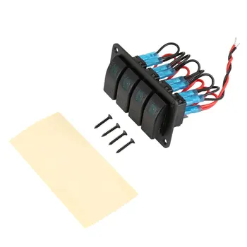 

4 Gang Car Marine Boat Caravan LED Switch Panel Breaker Professional Rocker Switch Control Panel Waterproof Circuit