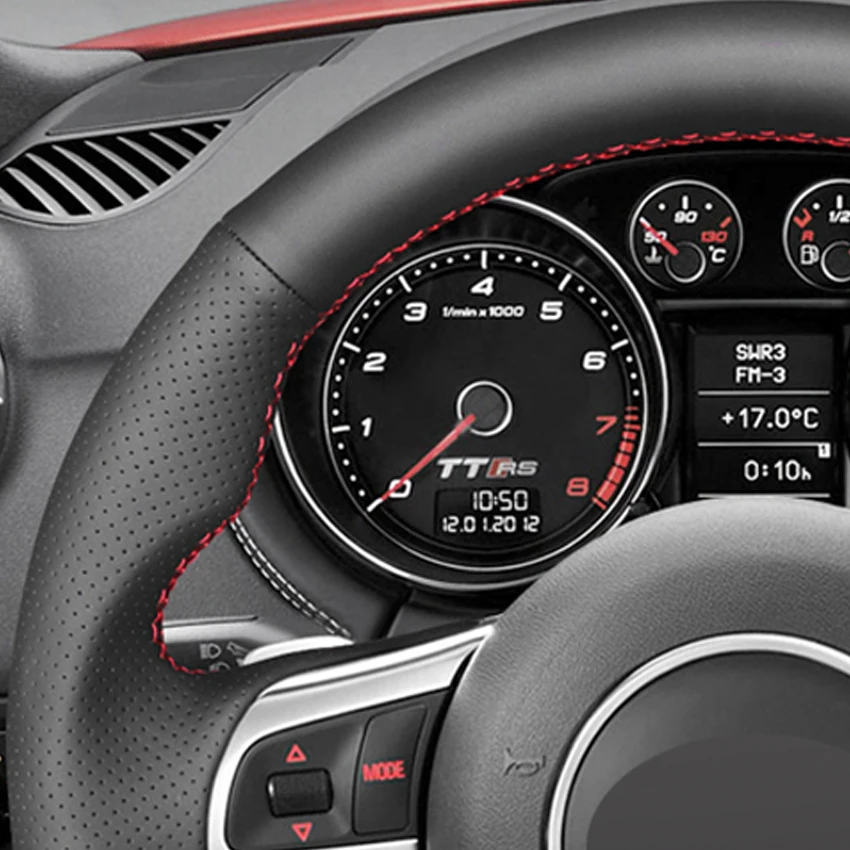 LQTENLEO черный кожаный чехол на руль автомобиля для Audi TT RS 2009-(купе родстер) RS 3 2012-(спортбэк