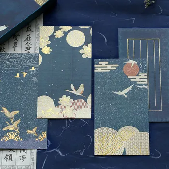 

50pcs Retro Bronzing Crane Letter Writing Paper Vintage Chinese Style Letter Paper Sketch Letter Paper Pad Stationery Supplies