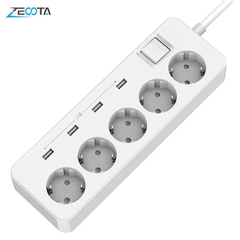 

Power Strip Surge Protection USB Outlet Extension EU Electric Plug Socket with Charging Adapter 1.5m Cord