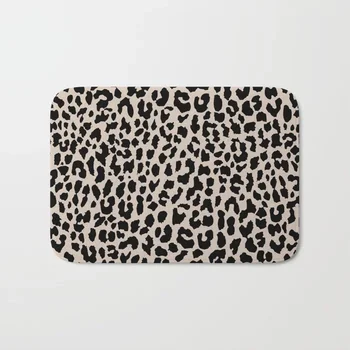 

HOT Bathroom Rugs Tan Leopard Bath Mat Flannel Absorbent Non Slip Doormat for Entrance Door Bathroom Mat Set