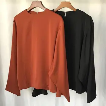 

Drape Soft Women's Blouse comfortable lady OL Office pullover top Flare Sleeve Female Casual Shirt clothing 2020 New