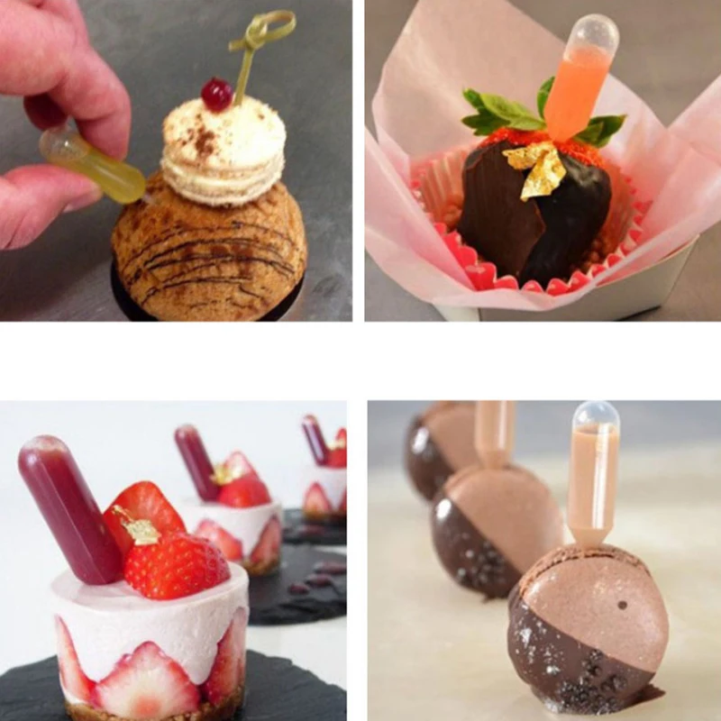 50 Pcs/pack Ice Cream Jelly Milkshake Droppers Straw Dropper For Cake Disposable Straw Injector For Cupcake Dessert Baking Tools