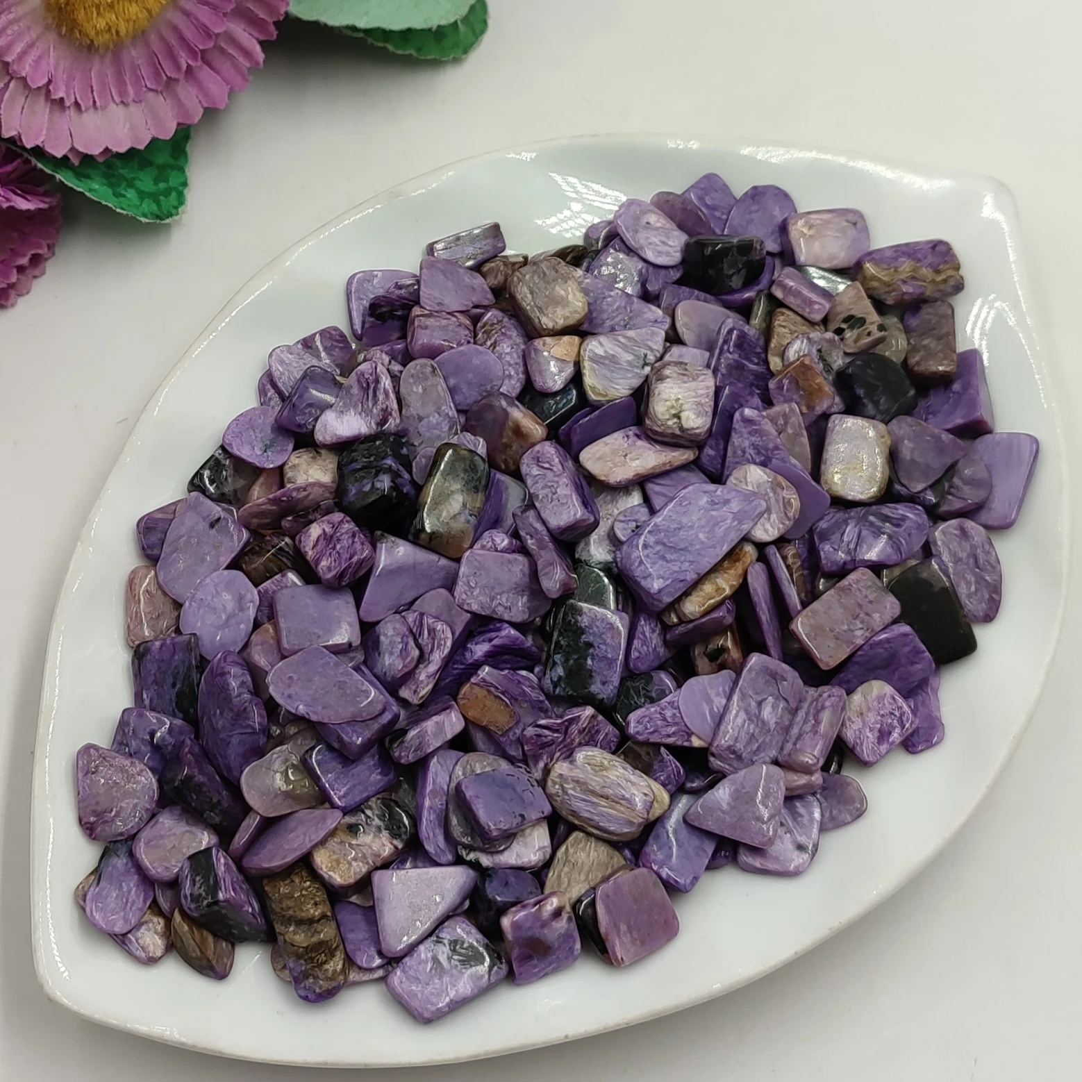 100G Bulk Natural Charoite Chips Ghiaia Crystal Quartz Stone Rock Collectible Mineral Healing Reiki Gemstone Decorazione Dell'Acquario