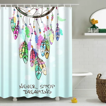 

SPA Waterproof Shower Curtain Digital Colorful Patterns Printing Bathroom Decoration With Hooks 180*180CM