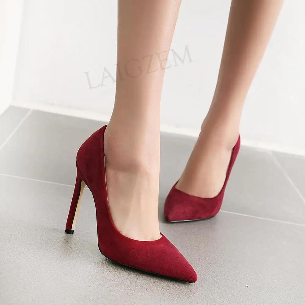 Туфли-лодочки женские из искусственной замши с острым носком 11 см | Обувь