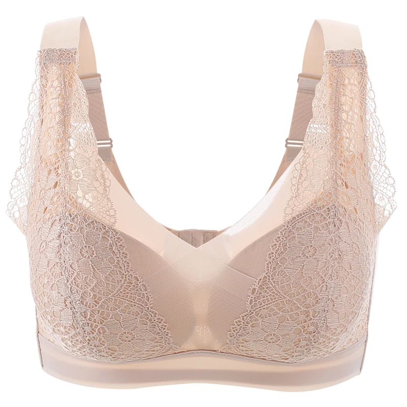 

Women's Full Coverage Lightly Padded Wire Free Balconette Lace Bra 34 36 38 40 42 B C D