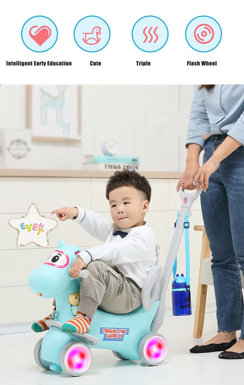 New Arrival Infant Shining Rocking Horse Sliding Dual-Purpose Wooden Horse Toy Multifunctional Baby Rocking Car Indoor Toys Gift images - 6