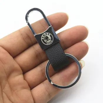 

Car Styling 3D Metal+Leather Emblem Car Key Ring Keychain Key Holder For Skoda Octavia Fabia Rapid Yeti Superb Octavia A 5 A 7