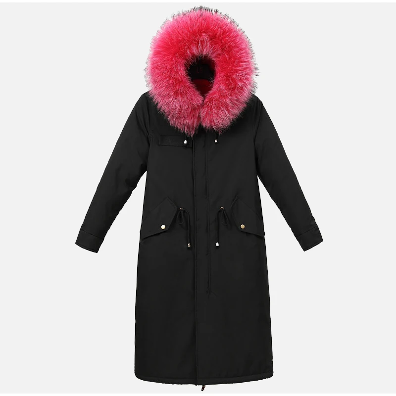 Женское длинное пальто выше колена, уплотненное, размер плюс, меховой воротник, куртка с капюшоном, зима, новинка, корейский стиль, женские пальто