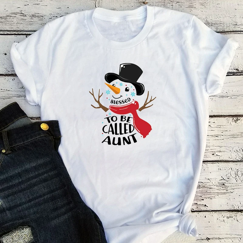 

SNOWMAN BLESSED TO BE CALLED AUNT TEE Women Plus Size Casual Print Ladies Tops 2020 Plus Fashion Clothing Aesthetic L