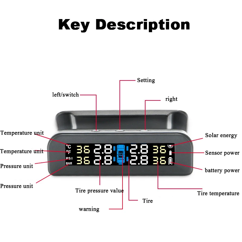 Автомобильный TPMS система контроля давления в шинах ЖК-дисплей датчик давления в шинах солнечной энергии датчик голосовой сигнализации s автомобильные аксессуары