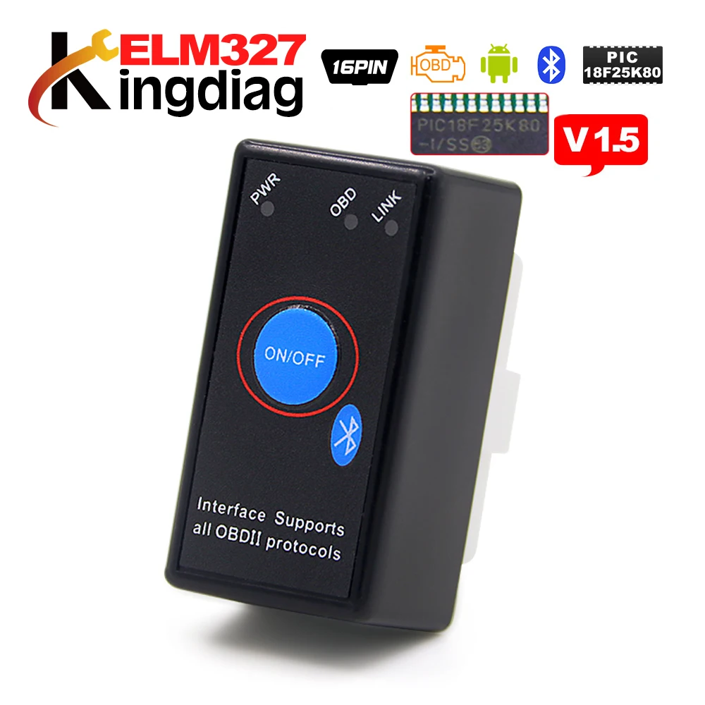 Obd2 elm327 V1.5 PIC18F25K80 чип-код диагностический сканер для Android Torque ELM 327 OBDII адаптер V 1,5