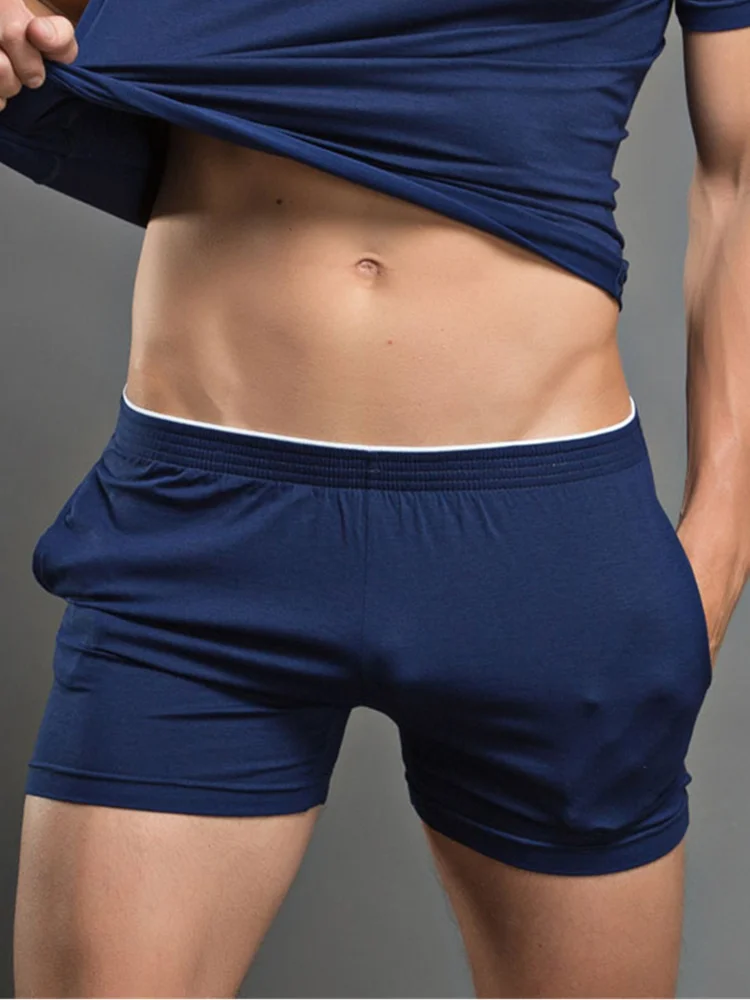 Navy blue Мужская одежда для сна пижамные штаны шорты брюки мужские домашние повседневные Леггинсы Плюс Размер Спортивные под брюки мягкий хлопок полиэстер - Цвет: Navy blue