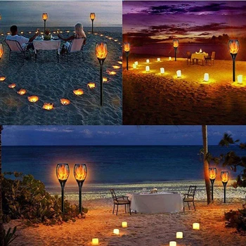 

1PC 33/51/96LED Solar Flame Lamp Outdoor Torch Lights Light Flicker Garden Automatic