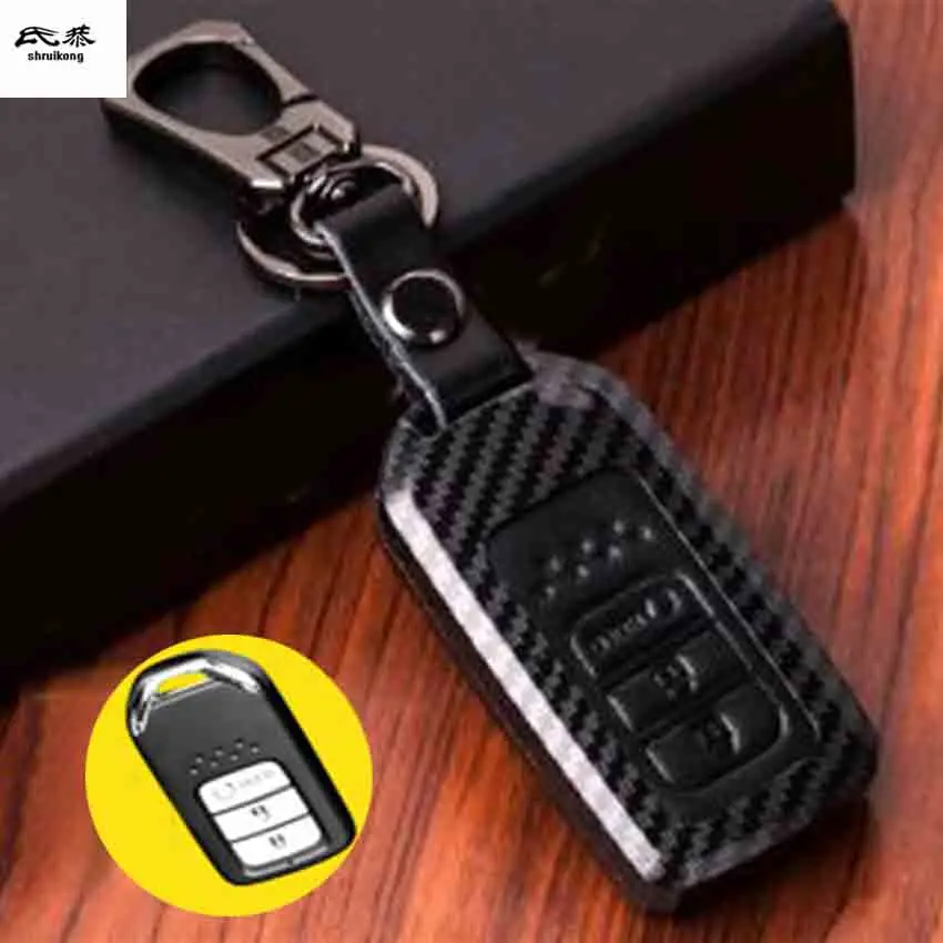 1 лот ABS углеродного волокна зерна автомобиля ключ сумка чехол для Honda XRV CR-V URV HRV H-RV подходит Honda FIT Jazz Accord CIVIC City Odyssey