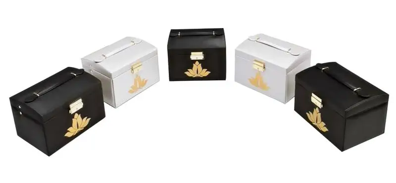 Jewelry Storage Organizer Drawers Box Mirror Leather Jewelry Box