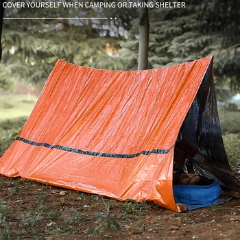 Tube Tent Emergency Survival Shelter Tarp Thermal Sleeping Bag with Whistle Survival Gear Blanket for Outdoor Hiking Camping 2