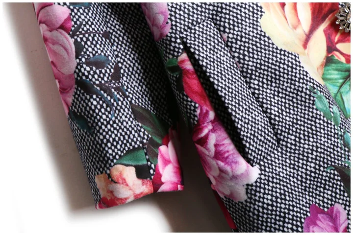 Svoryxiu Роскошная зимняя верхняя одежда для подиума, комплект из двух предметов, женское винтажное длинное пальто с цветочным принтом+ платье на бретелях, высококачественное пальто, костюмы