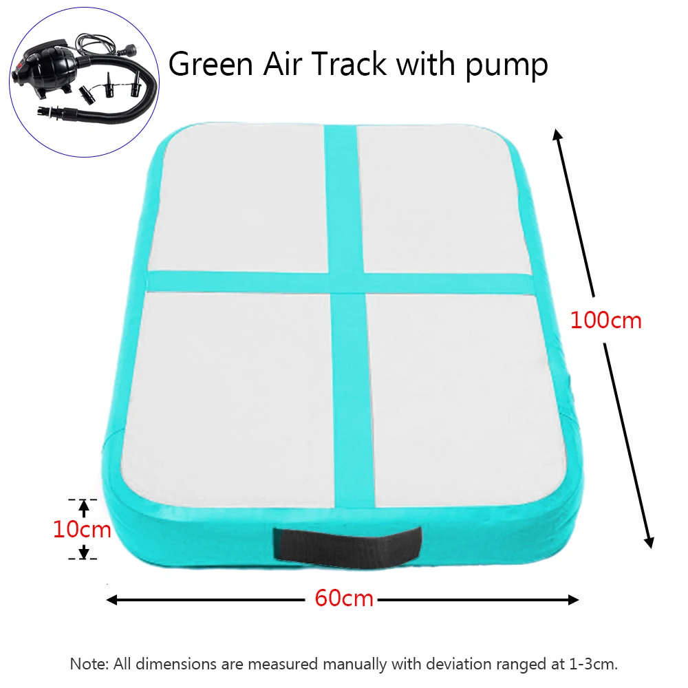 Green with pump Детская воздушная дорожка, гимнастика, пол, Йога, спортзал, Олимпийские игры, износостойкий матрас для боевых искусств, для детей, для дома/парка/пляжа/воды - Цвет: Green with pump
