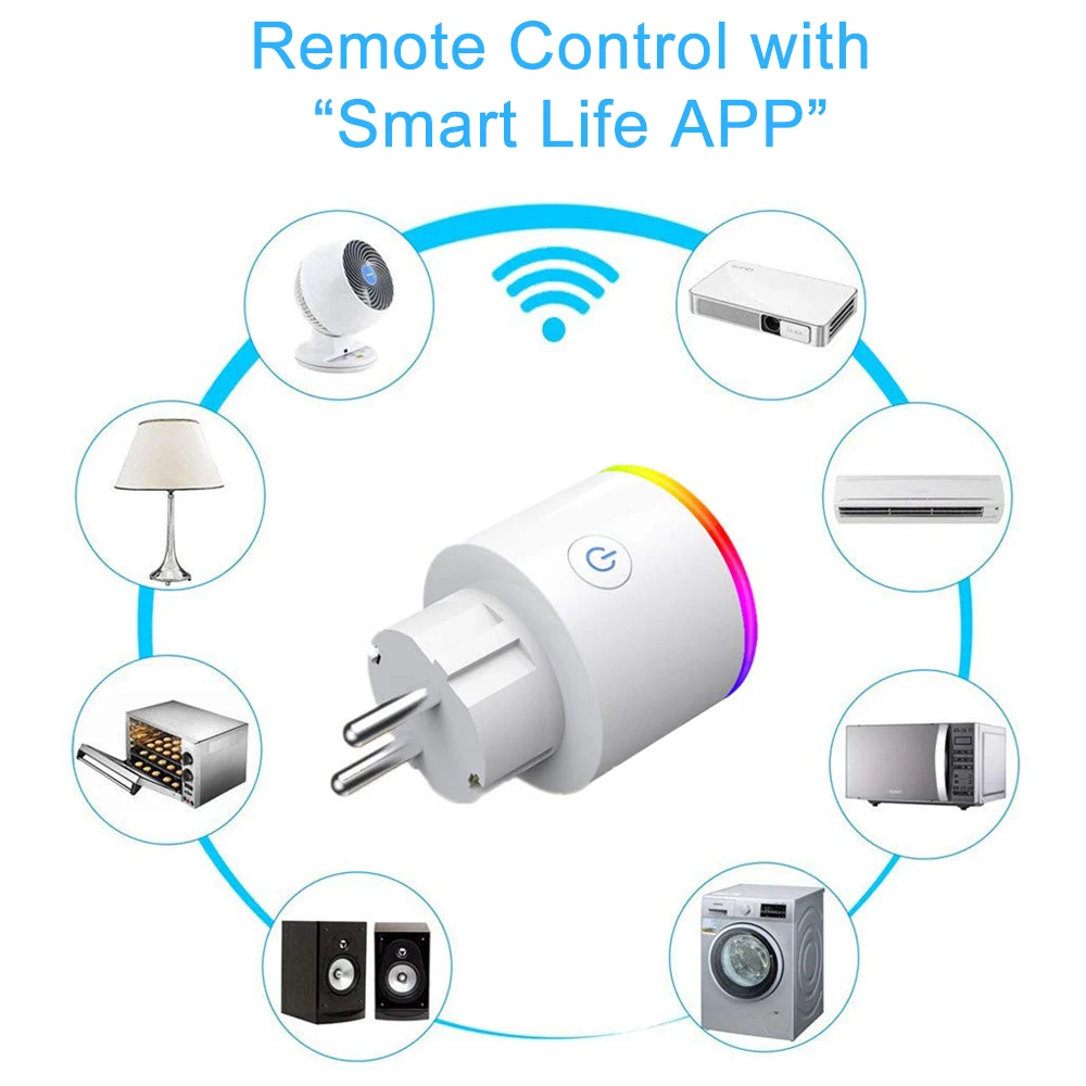 Умная розетка RGB Wifi Smart Socket Tuya Smart Life App умная Беспроводная розетка wifi с голосовым управлением Google Home Alexa