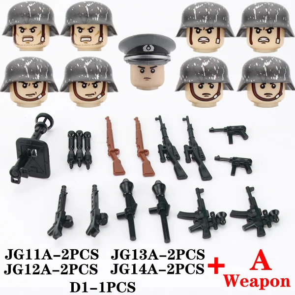 10pcs Military Army Soldier Backpack Mini Weapons Building Blocks Fits Figures 