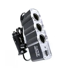 Onever 4 в 1 3 разветвитель прикуривателя 12 V/24 V автомобиль Мощность розетку постоянного тока адаптер с зарядка через usb Порты автомобиля Зарядное устройство