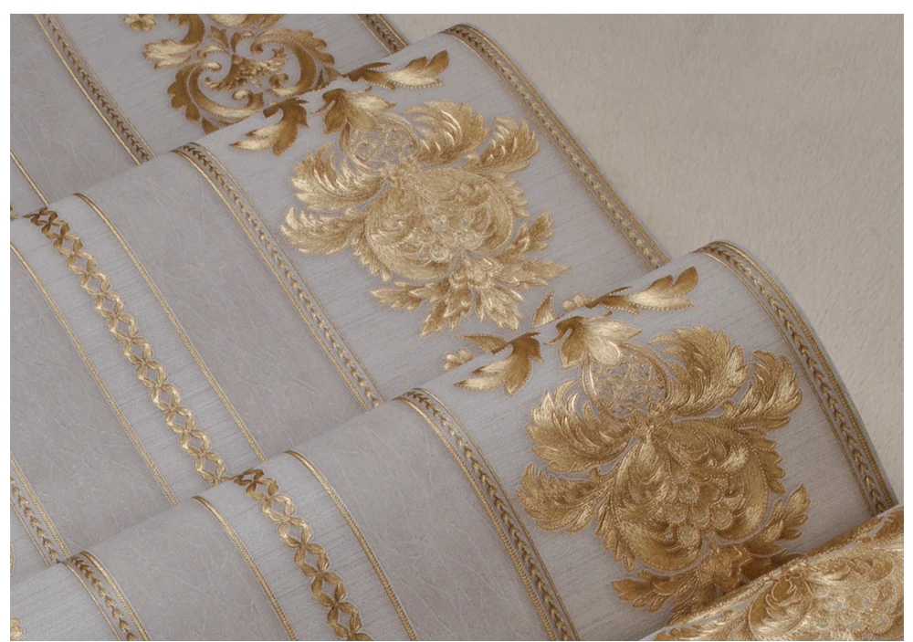 papier peint vinyle motif rouleau de papier peint classique de luxe en pvc décor de de salon et de chambre coucher