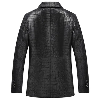 

Genuine Leather Jacket Men New Crocodile Pattern Sheepskin Coat for Men Spring Fall Suit Collar Leather Jackets 4066