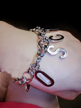 

Metal Letter Chain Bracelet Texture Metal Pendant Bracelet