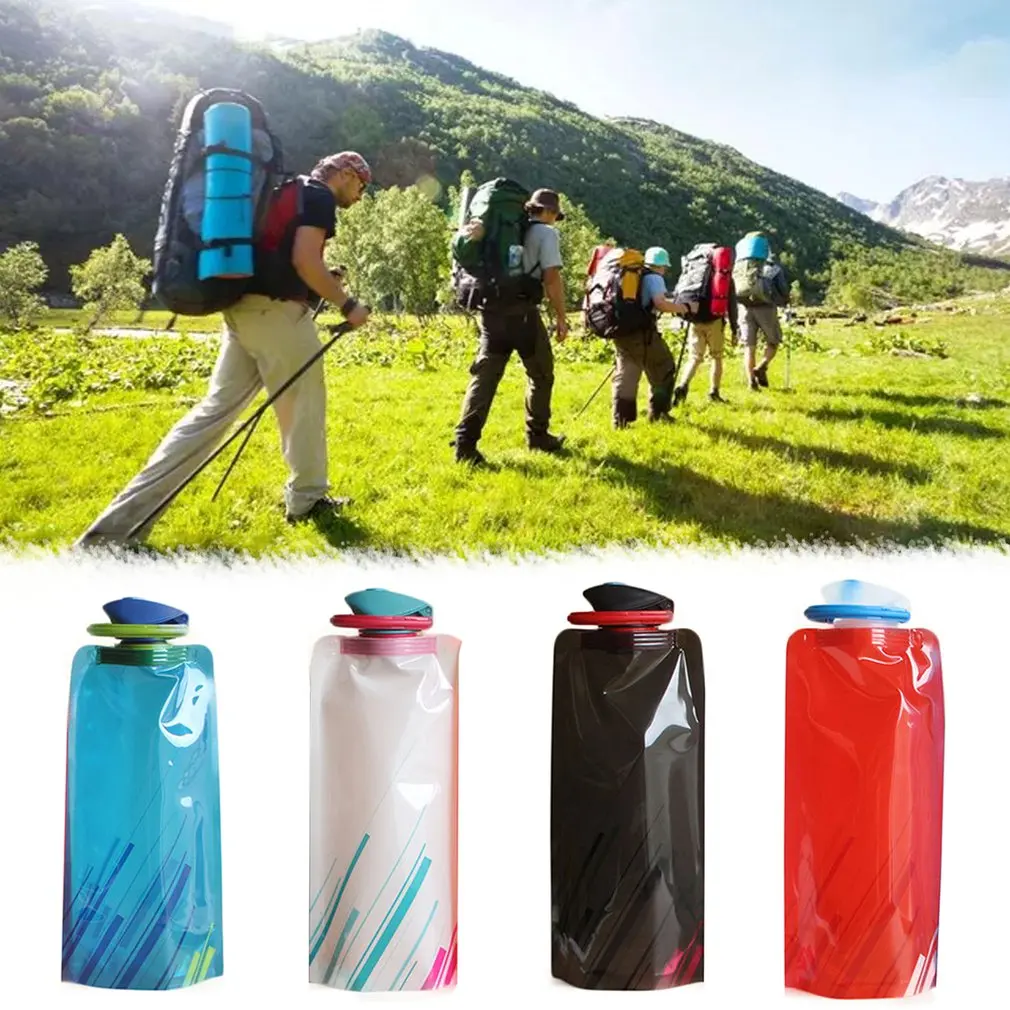 

2019 Hot 3 Colors Outdoor folding drinking bag travel cycling sports walking portable bag climbing water bottle kettle travel
