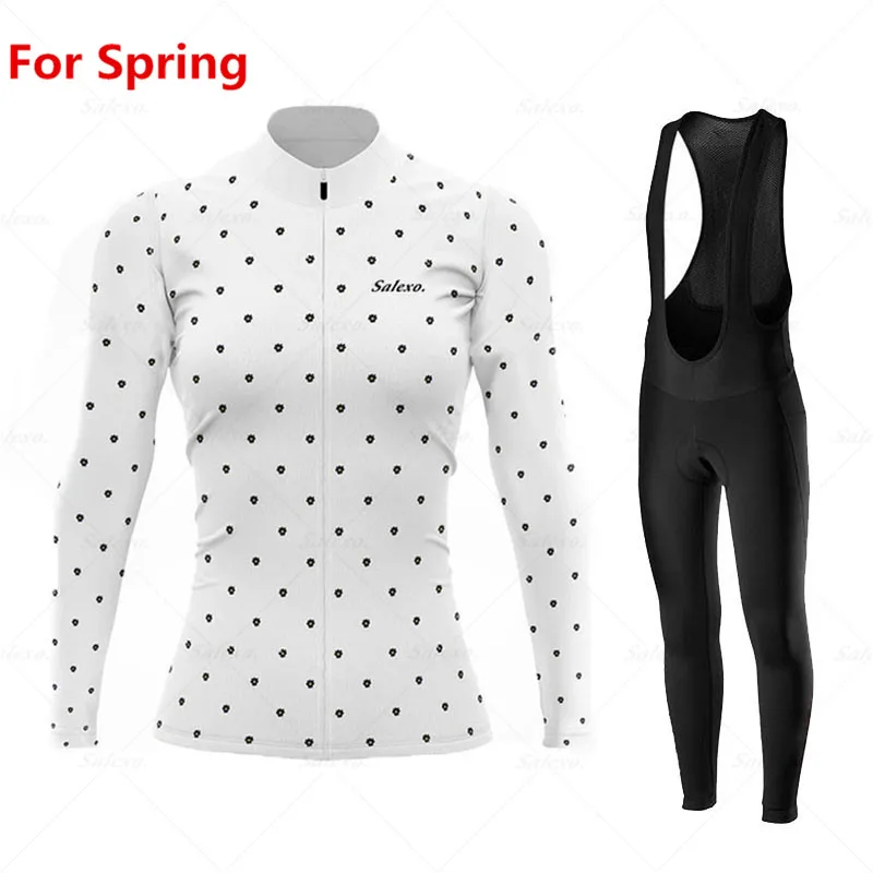 2022 Spring Autum Team Cycling Jersey Set Women Long Sleeve Bib Pants Ropa Ciclismo Bicycle Clothing MTB Bike Uniform | Спорт и
