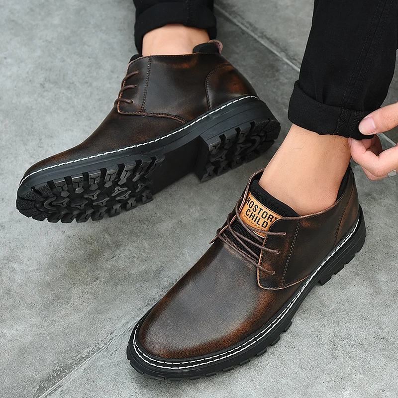 new autumn fashion men's ankle boots casual genuine leather shoes male military boot man work shoe motorcycle boots for men